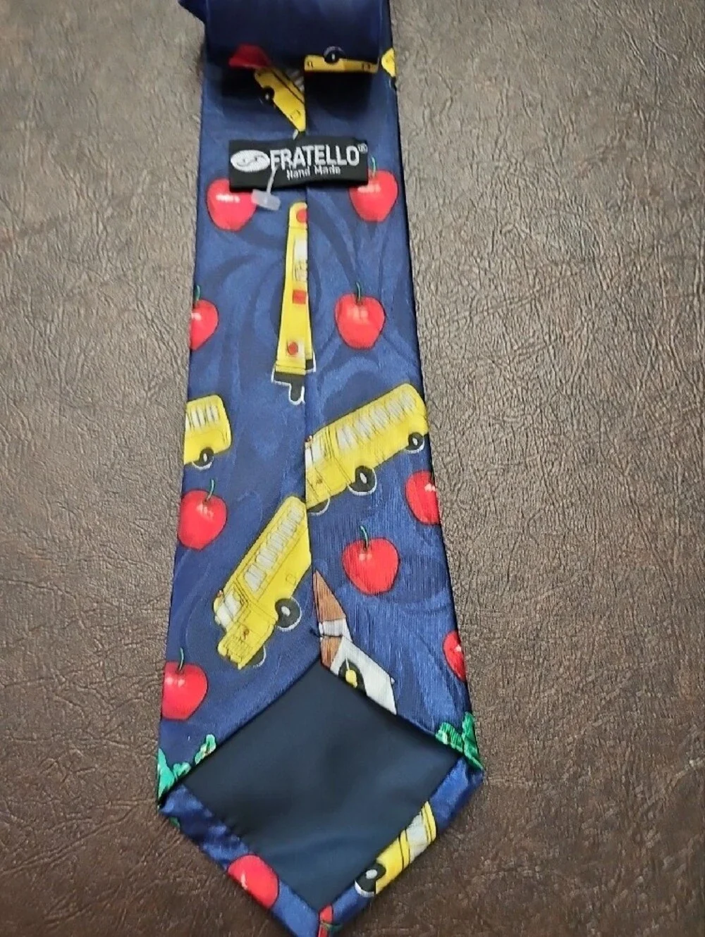 Fratello Navy School Bus and Apple Kids Back to School Tie